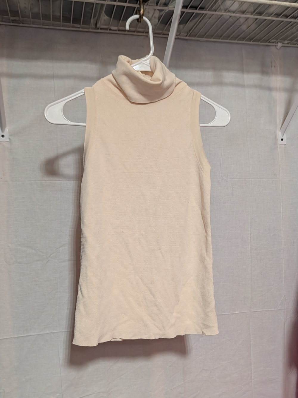 Zara Cream Sleeveless Turtleneck Top
